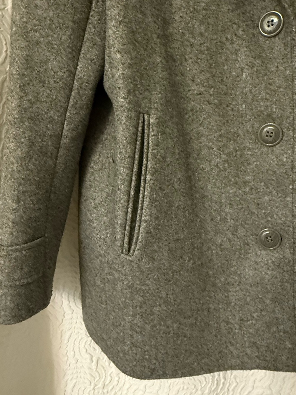 Charcoal Gray Women's Wool Peacoat - Classic Notch Collar - Picture 5 of 7
